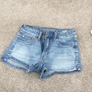 Light wash jean shorts